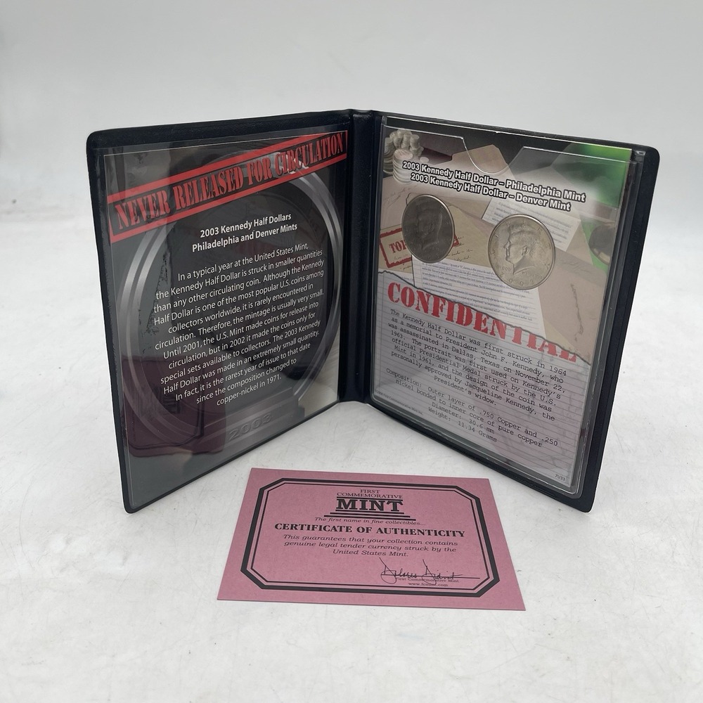 First Commemorative Mint 2003 Kennedy Half Dollars Philadelphia and Denver Mints